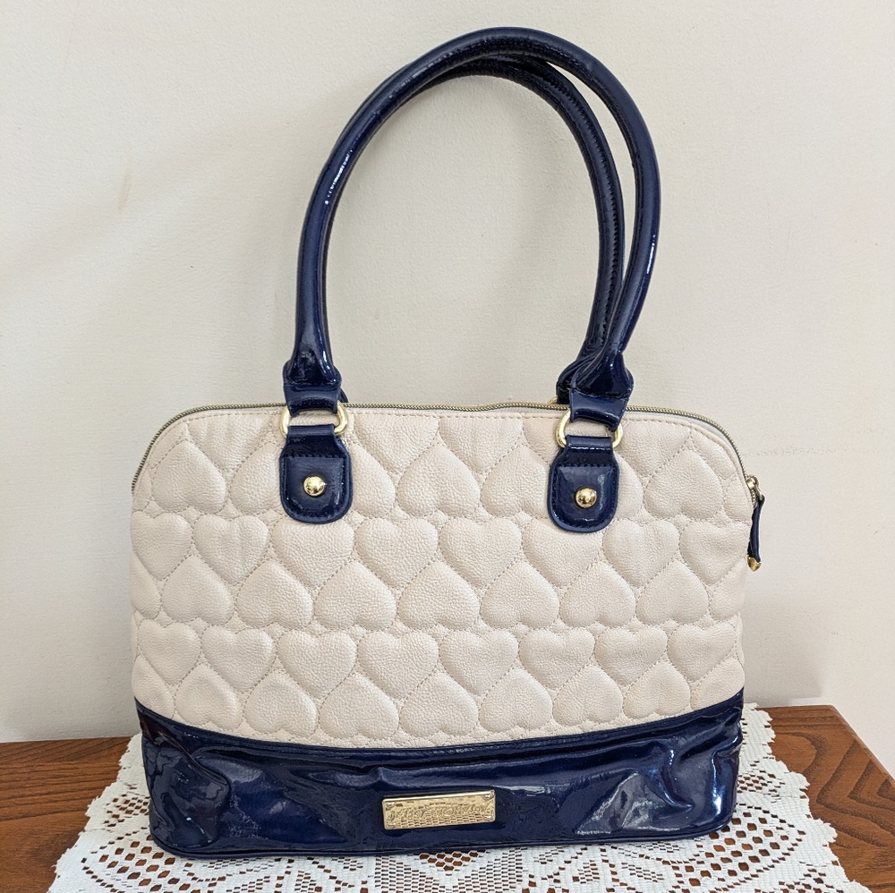 Betsey Johnson Quilted Puff Heart Satchel